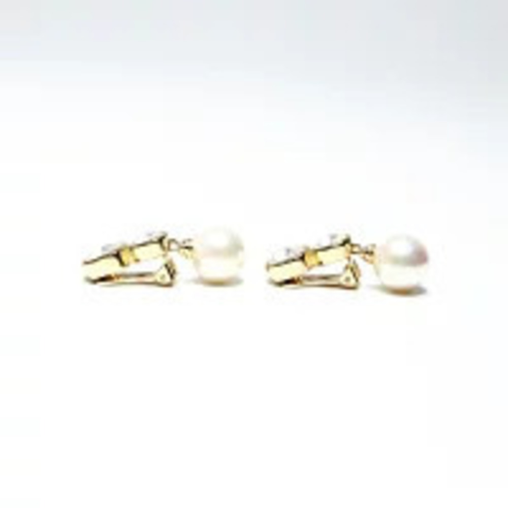Christian Dior Pearl Rhinestone Earrings Gold